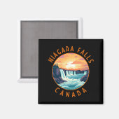 Niagara Falls Canada Retro Distressed Circle マグネット (正面/裏面)