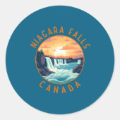 Niagara Falls Canada Retro Distressed Circle _1  ラウンドシール (正面)