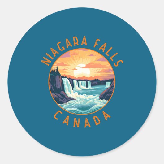 Niagara Falls Canada Retro Distressed Circle _1  ラウンドシール (正面)