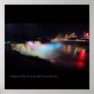 Niagara Falls lit up by light from Ontario ポスター