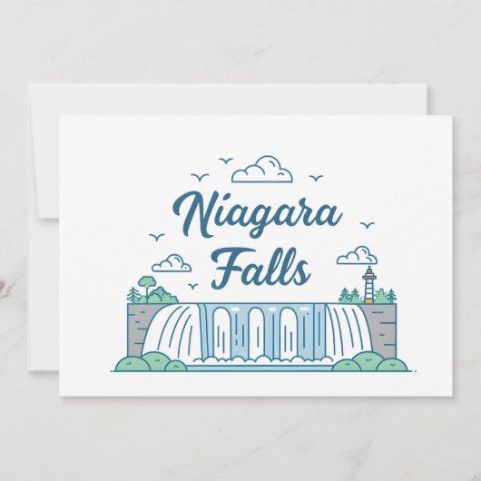 Niagara Falls Minimal Flat Design Illustration シーズンカード (正面)