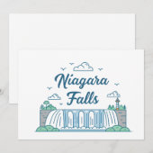 Niagara Falls Minimal Flat Design Illustration シーズンカード (正面/裏面)