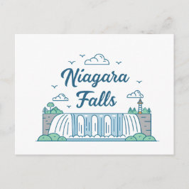 Niagara Falls Minimal Flat Design Illustration シーズンポストカード