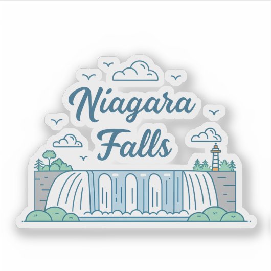 Niagara Falls Minimal Flat Design Illustration シール (正面)