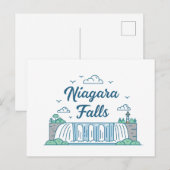 Niagara Falls Minimal Flat Design Illustration ポストカード (正面/裏面)