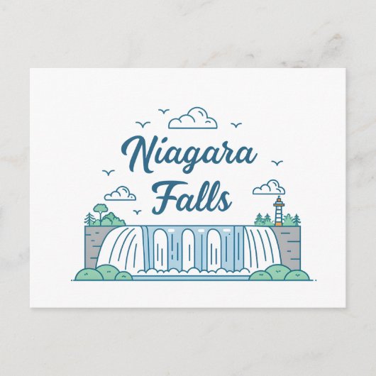 Niagara Falls Minimal Flat Design Illustration ポストカード (正面)
