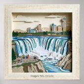 Niagara Falls Ontairo Canada Paper Collage Diorama ポスター (正面)
