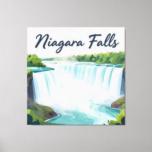 Niagara Falls Painterly Landscape Illustration キャンバスプリント (正面)