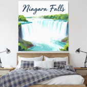Niagara Falls Painterly Landscape Illustration キャンバスプリント (インサイチュ (寝室))