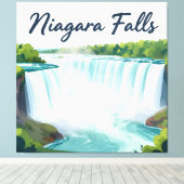 Niagara Falls Painterly Landscape Illustration キャンバスプリント (インサイチュ (ウッドフロア))