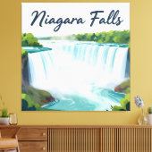 Niagara Falls Painterly Landscape Illustration キャンバスプリント (インサイチュ (リビング))