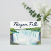 Niagara Falls Painterly Landscape Illustration シーズンポストカード (スタンド正面)
