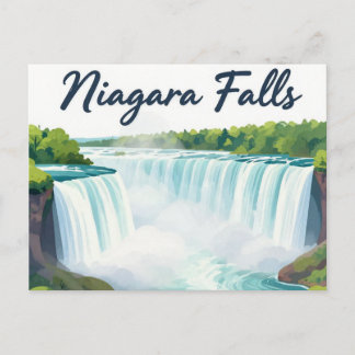 Niagara Falls Painterly Landscape Illustration シーズンポストカード
