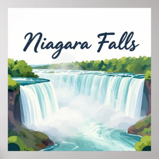 Niagara Falls Painterly Landscape Illustration ポスター (正面)