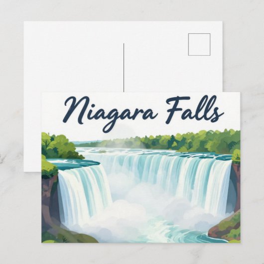 Niagara Falls Painterly Landscape Illustration ポストカード (正面/裏面)