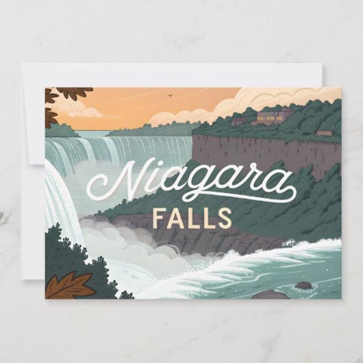 Niagara Falls Retro Vintage Poster Illustration シーズンカード (正面)
