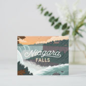 Niagara Falls Retro Vintage Poster Illustration シーズンポストカード (スタンド正面)