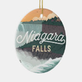Niagara Falls Retro Vintage Poster Illustration セラミックオーナメント (右)