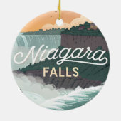 Niagara Falls Retro Vintage Poster Illustration セラミックオーナメント (裏面)