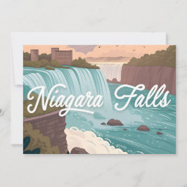 Niagara Falls Scenic Illustration at Sunset シーズンカード