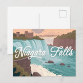 Niagara Falls Scenic Illustration at Sunset シーズンポストカード (正面/裏面)
