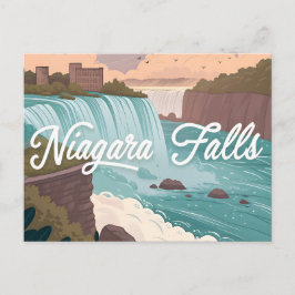 Niagara Falls Scenic Illustration at Sunset ポストカード