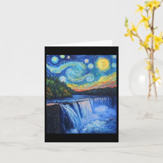 Niagara Falls - Van Gogh Style - Starry Night  カード (黄色い花)