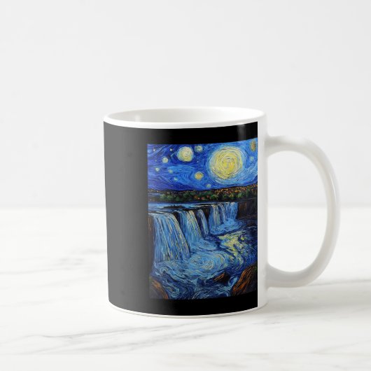 Niagara Falls - Van Gogh Style - Starry Night  コーヒーマグカップ (右)