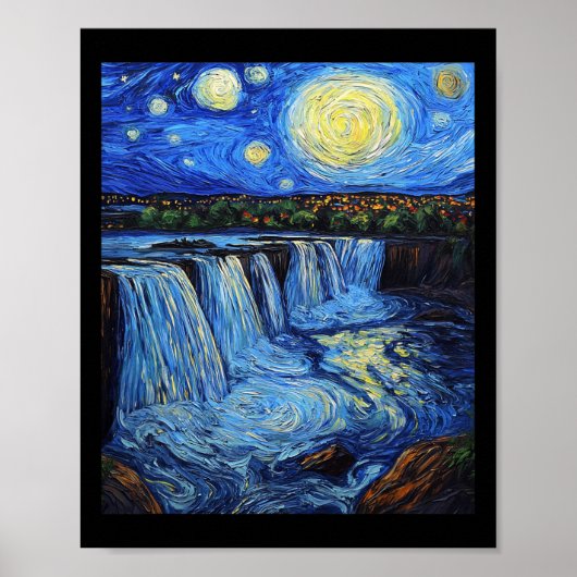 Niagara Falls - Van Gogh Style - Starry Night  ポスター (正面)