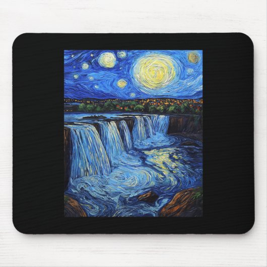 Niagara Falls - Van Gogh Style - Starry Night  マウスパッド (正面)