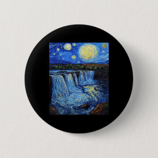 Niagara Falls - Van Gogh Style - Starry Night  缶バッジ