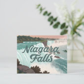 Niagara Falls Vintage Textured Illustration シーズンポストカード (スタンド正面)