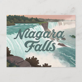 Niagara Falls Vintage Textured Illustration シーズンポストカード