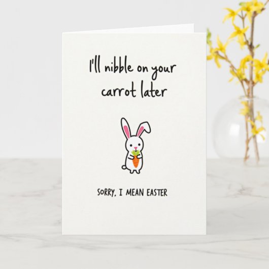 Nibble Carrot Funny Easter Card カード (黄色い花)