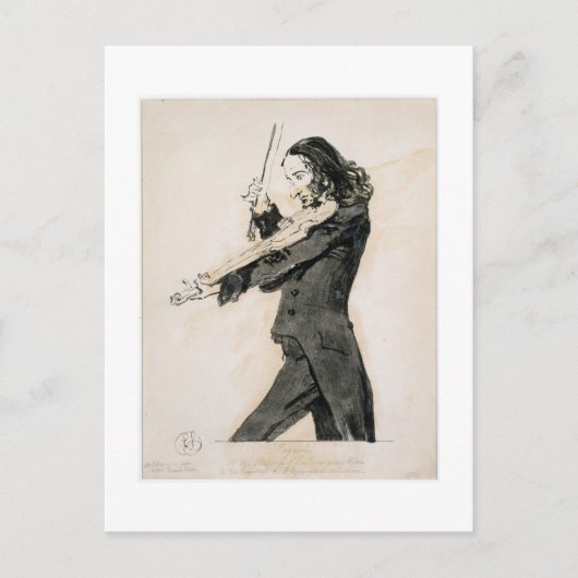 Niccolo Paganini (1782-1840) Playing the Violin, 1 ポストカード (正面)