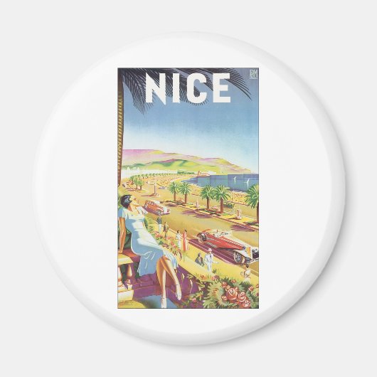 NICEヴィンテージ旅行ポスター マグネット (正面)