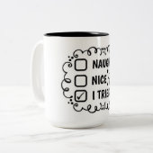 NICE -いけなクリスマスをおもしろい楽しんだ ツートーンマグカップ (正面左)