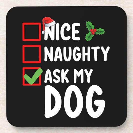Nice いけな My頼 Dog Christmas List Holiday コースター (正面)