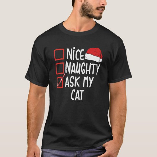 Nice いけな My Cat頼 Christmas ListクリスマスSanta Tシャツ (正面)