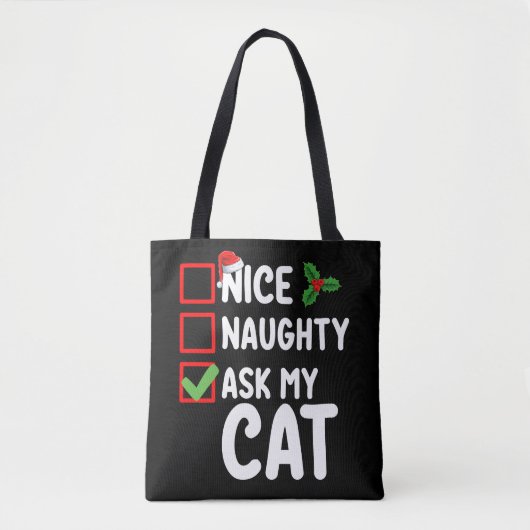 Nice いけな My Cat頼 Christmas List Holiday トートバッグ (正面)