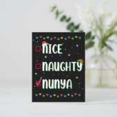 Nice いけな Nunya Business Santaのクリスマスリストおもしろい ポストカード (スタンド正面)