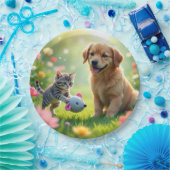 Nice and beautiful design cat and dog on  ペーパープレート (パーティー)