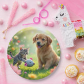 Nice and beautiful design cat and dog on  ペーパープレート (パーティー)