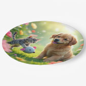 Nice and beautiful design cat and dog on  ペーパープレート (アングル)