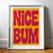 NICE BUM Funny Bathroom Humor Retro Minimalist  ポスター