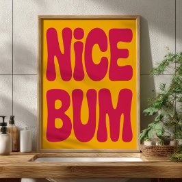 NICE BUM Funny Bathroom Humor Retro Minimalist  ポスター