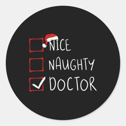 Nice Doctor いけな Christmas List Santa Claus Phy ラウンドシール (正面)