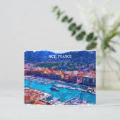 Nice France French Riviera Marina Watercolor ポストカード (スタンド正面)