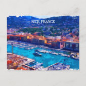 Nice France French Riviera Marina Watercolor ポストカード (正面)
