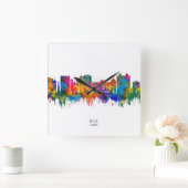 Nice France Skyline スクエア壁時計 (ホーム)